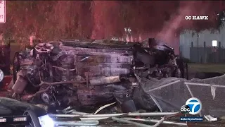 3 killed 4 others hospitalized in fiery rollover crash in Orange l ABC7