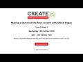 2020T3W5 Workshop Making a Personal Site from scratch with Github Pages