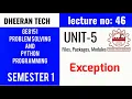 GE8151 PROBLEM SOLVING AND PYTHON PROGRAMMING PSPP Manojkumar Lectures exception