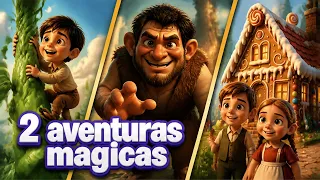 2 CONTOS & DESENHOS ANIMADOS | João e o Pé de Feijão + João e Maria (Hansel e Gretel)