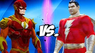 the flash vs shazam epic battle