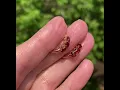 Vintage Gold Huggie Hoop Garnet Earrings