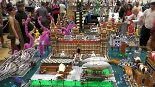 300,000 Pieces! Huge LEGO Steampunk City Built by 20 People