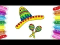 Sombrero Maracas Coloring Drawing Cinco De Mayo Coloring Pages for Kids