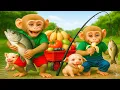 Download Lagu Smart Baby Monkeys YiYi and YinYin Take Care of Pigs and Go Fishing Together, Super Fun MP3