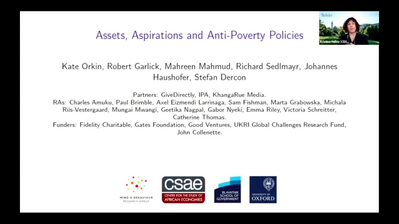 Assets, Aspirations and Anti Poverty Policies - Kate Orkin | PEP Seminar Series