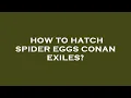How to hatch spider eggs conan exiles
