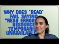 Unix Why does read fail saying read error 0 Resource temporarily unavailable