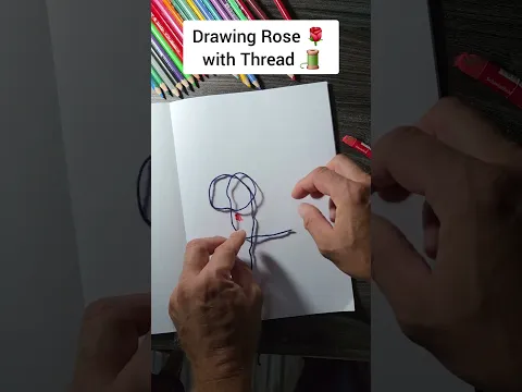 drawing Rose 🌹 with Thread 🧵