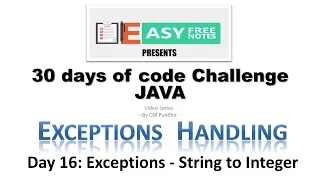 Day 16 Exceptions - String to Integer 30 days of code Challenge Hackerrank in JAVA