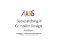 Backpatching in Compiler Design by Ms Pooja Saharan Compiler Design