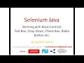 Selenium Java working with basic web controls TextBox Button Radio Button Check Box Dropdown Select