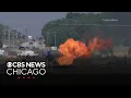 Oswego gas main fire burns for hours before gas is shut off