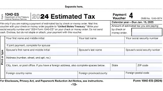 IRS Form 1040-ES walkthrough Estimated Tax Voucher