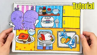 [ Tutorial ] How to make a CHIIKAWA kitchen papercraft🧜‍♀️ #치이카와  #chiikawa #ちいかわ