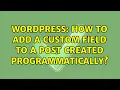 Wordpress How to add a custom field to a post created programmatically 2 Solutions