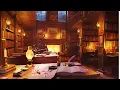Library Study Ambience - Pomodoro Study Session Gentle Rain Thunder Sounds in Background