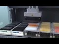 An MCA 96 is multi pipetting from a deep well to a micro plate