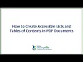 How to Create Accessible Lists and Tables of Contents in PDFs
