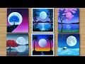 Full Moon 6 Easy Moonlight scenery painting for Beginners Acrylic Painting