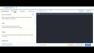 First N character coding practice 1E