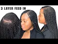 3 LAYER FEED IN CORNROWS Braid Beginners friendly Learn With Me
