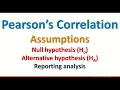 Pearson s Correlation Assumptions Null hypothesis Ho Alternative hypothesis HA Reporting analysis