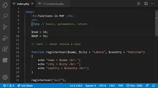 PHP Course - Introduction to Functions and How to Define Parameters