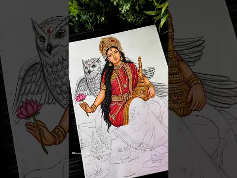 Maa Laxmi Drawing Colour 😍Lokkhi Thakur Drawing #shorts #maalaxmi #laxmipuja #diwali #drawing