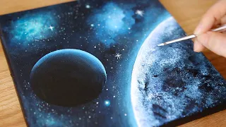 black canvas acrylic painting space painting painting tutorial for beginners 106