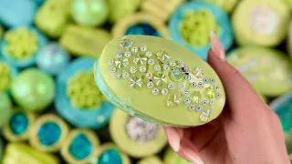 🩵💚 ASMR Crushing soap boxes with foam and glitters | Peeling off the film | Clay cracking 🩵💚