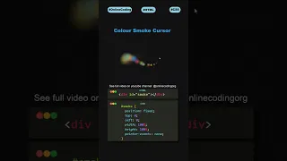 CREATE Amazing Colourful Smoke Cursors with HTML CSS and JavaScript
