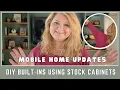 DIY BUILT-INS using stock cabinets - I m so IN LOVE with them Mobile home updates FIXER UPPER
