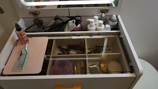 3-in-1 Vanity Desk with LED Mirror Power Outlet - Flip-Up Dressing Table with Charging Station