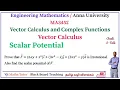 Scalar Potential Vector Calculus MA3452 Vector Calculus and Complex Functions Engg Maths