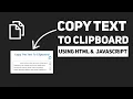 How To copy Text to Clipboard with HTML JavaScript Javascript Tutorial Copy Text To Clipboard
