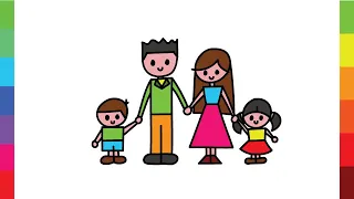 How To Draw Cute FAMILY With Simple Shapes Very Easy Beginners Tutorial 