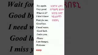 Tigrigna Common Used Words Languages 