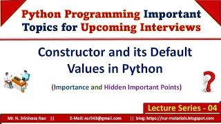 Constructor and its Default Values in Python Constructors Concept in Python Python OOP