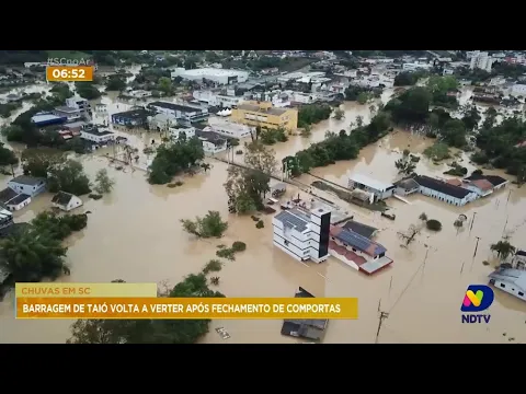 Barragem de Taió volta a verter após fechamento de comportas