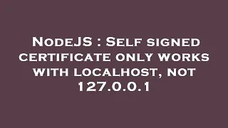 NodeJS Self signed certificate only works with localhost not 127 0 0 1