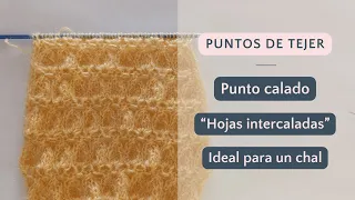 Tejer con dos agujas punto calado hojas intercaladas 🧶 #tejerconlucila