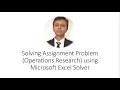 Solving Assignment Problem Operations Research using Excel Solver