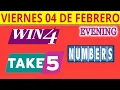 TAKE5 WIN4 NUMBERS EVENING Lottery drawing for February 4 2022
