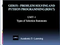 Lec-06 Types of Selection Statements Unit-1 GE8151 Problem Solving and Python Programming
