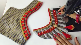 very stylish blouse back neck design || beautiful back blouse design cutting and stitching || Blouse
