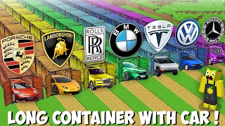 I SURVIVAL in LONGEST CONTAINER WITH CAR BRANDS in Minecraft ! RAREST CAR INSIDE CONTAINER !