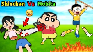 Download Shinchan Vs Nobita 😂 || 😱 Funny Game Whack Your Ex MP3