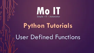 Python Tutorials - User Defined Functions