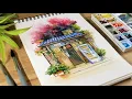 Download Lagu Watercolor Painting Idea Urban Sketching of a Shop Scene Step by Step